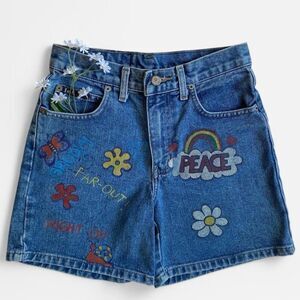 Vintage painted denim shorts
